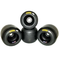 Vega MCS Yellow Thin Tires & VanK Black Wheel Set - Mounted