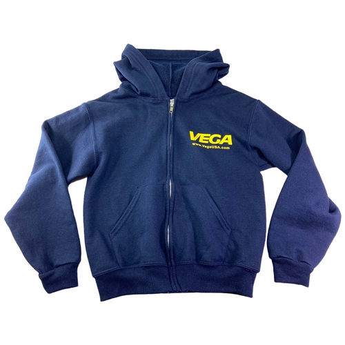 Vega Navy Hoodie Sweatshirt - Zippered Youth Medium